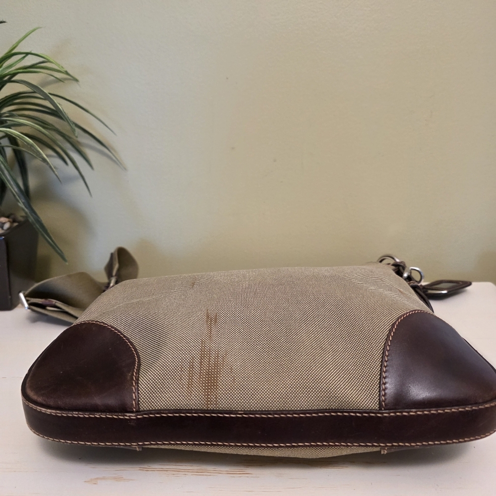 Prada | Small Prada Logo Jacquard Tan Canvas Shoulder/Crossbody  Bag - Picture 7 of 15